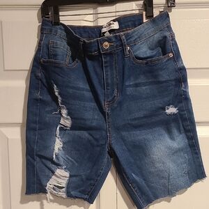 Distressed Denim Shorts